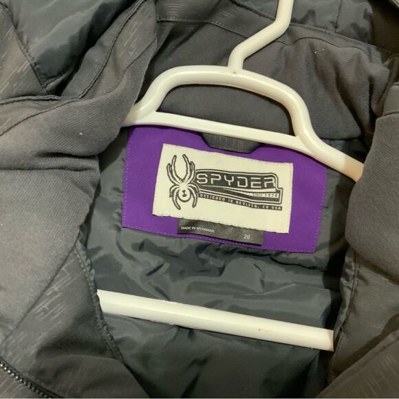 SPYDER BOYS INSULATED HOODED WINTER SKI JACKET SIZE 20 GRAY/ PURPLE - Picture 8 of 8
